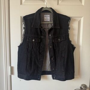 White Birch Black Denim Vest